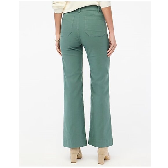 J. Crew Tall Lizzie High Rise Patch Pocket Wide Leg Pants Green Size 30T - Picture 2 of 9